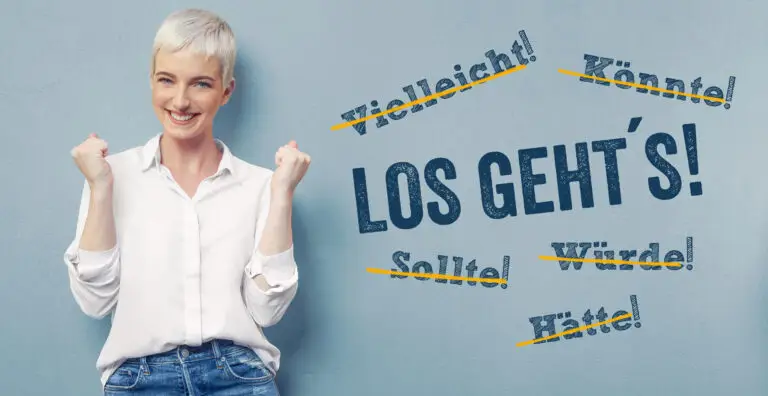 Motivierendes dekoratives Bild das zum Starten auffordert "Los geht's"